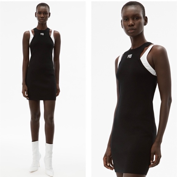 T by Alexander Wang Black Layered Ribbed Tank Dress - S - Picture 9 of 9